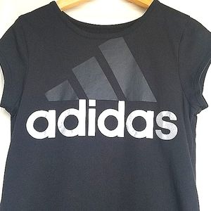 Adidas Girls Logo Top Black and Silver Size 10